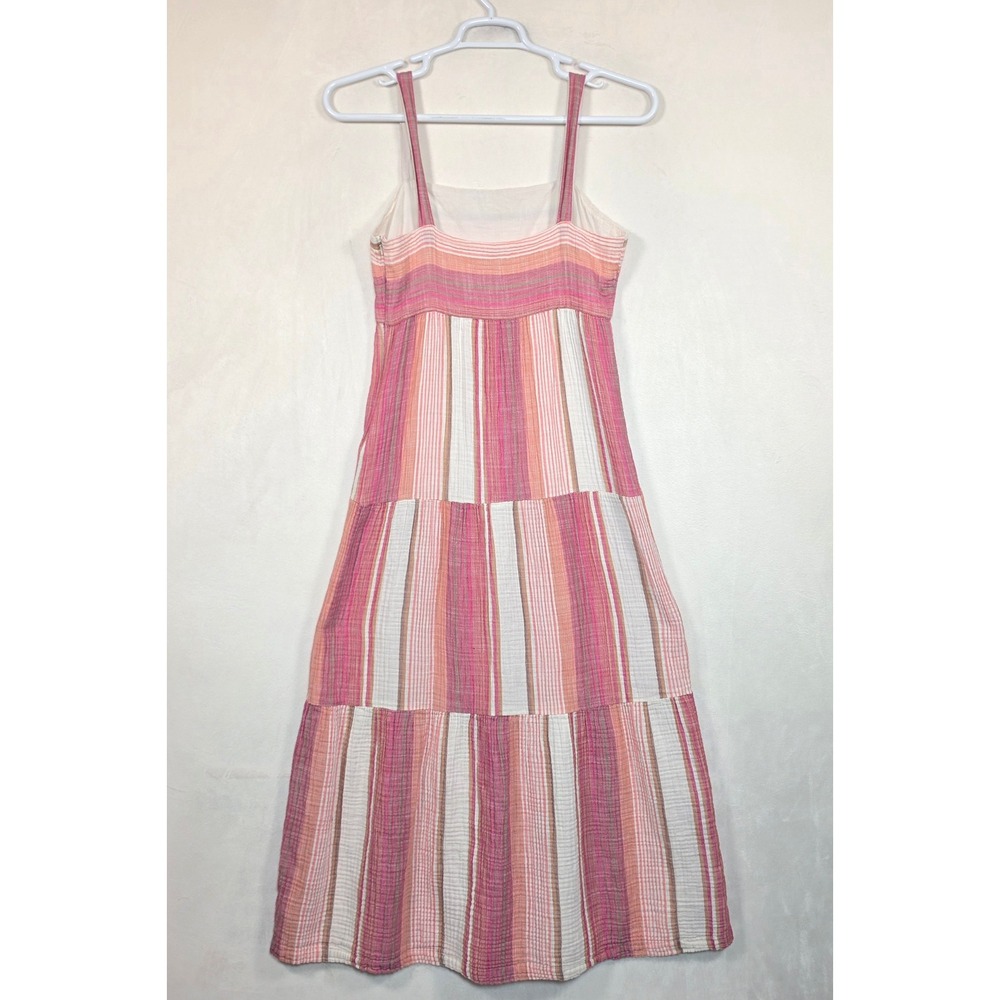 Faherty Sarah Tiered Maxi Dress Womens M Pink Coastal Boho Festival Oia Stripe - Picture 11 of 16